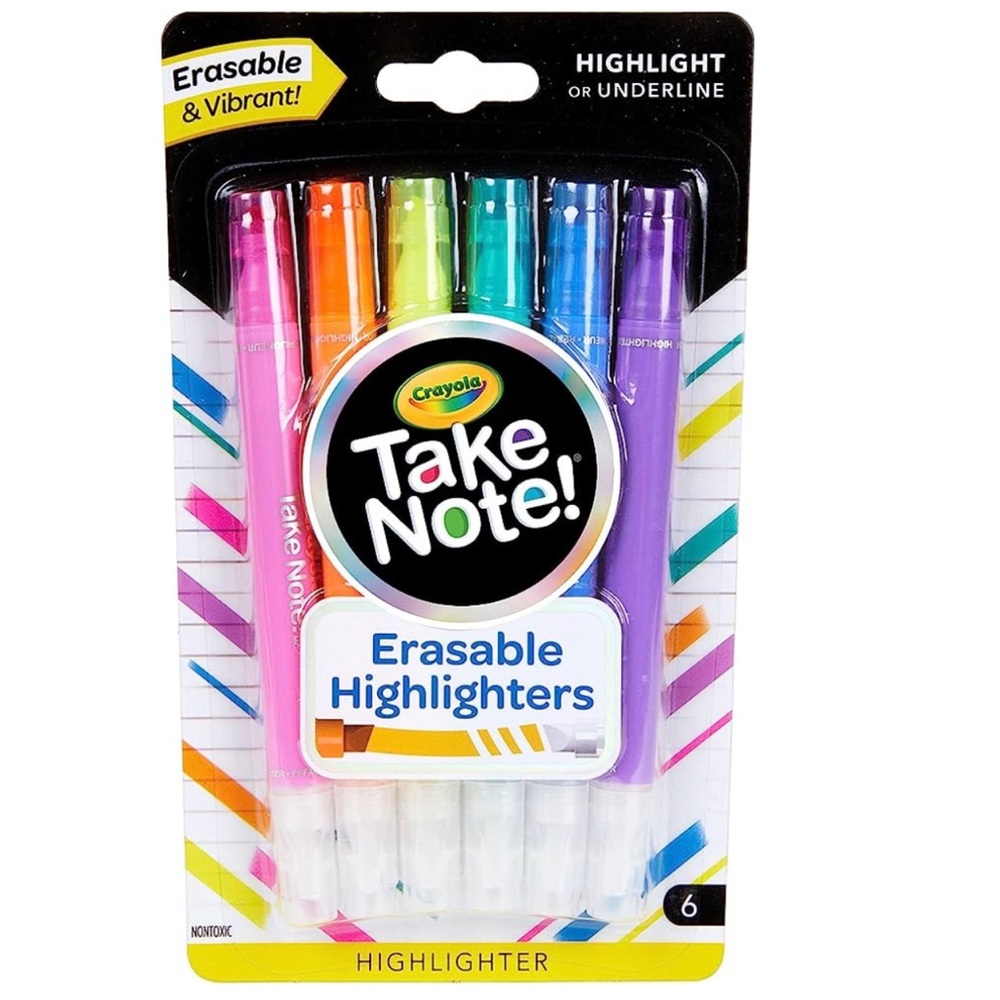 🦋 5/$25 - NWT Crayola Take Note! Erasable Highlighters